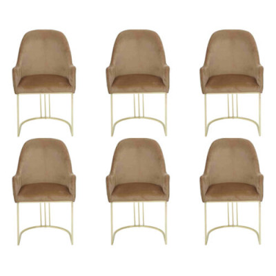 Gruppe Set 6x Sessel Stuhl Design Stoff Polster Stühle Esszimmer Textil