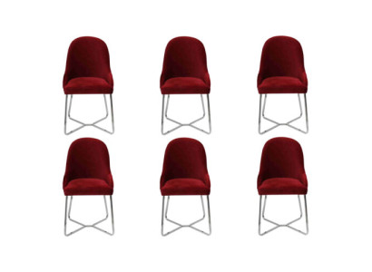 Modern Stühle Luxus Esszimmer Einrichtung Rot 6x Stühle Möbel Esszimmerstuhl