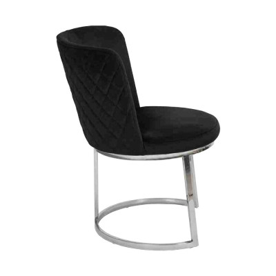 Schwarzer Designer 4x Stühle mit Edelstahlfüßen Moderne Esszimmerstühle