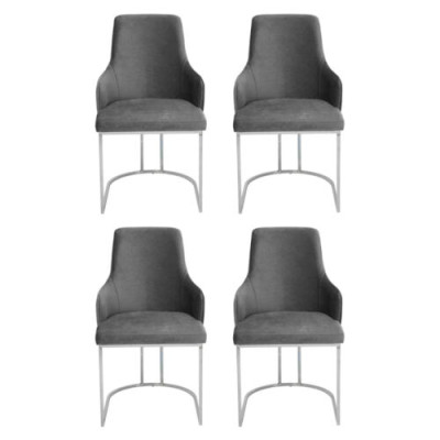 Grauer Stuhl-Set Esszimmerstühle Luxuriöse Sitzmöbel Küchen Möbel 4tlg