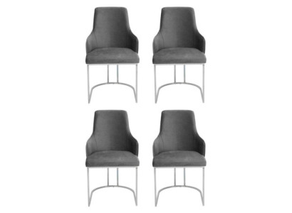Grauer Stuhl-Set Esszimmerstühle Luxuriöse Sitzmöbel Küchen Möbel 4tlg