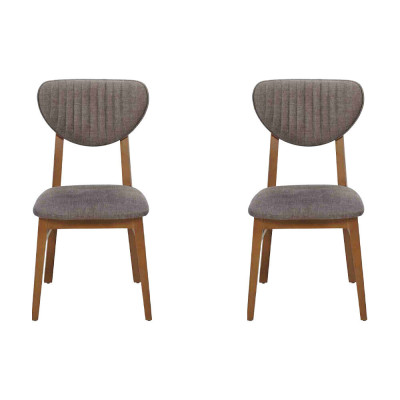 Modern Stuhl Grau Polster 2x Stühle Lounge Holz Textil Holz Sessel Neu