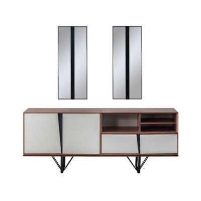 Garnitur Esszimmer Esstisch Anrichte Esszimmertisch Braun Set 2tlg