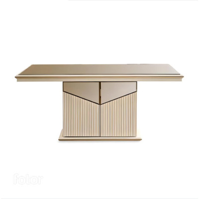 Wohnwand TV Ständer Wandpanel Couchtisch RTV Lowboard Gold 3tlg Beige