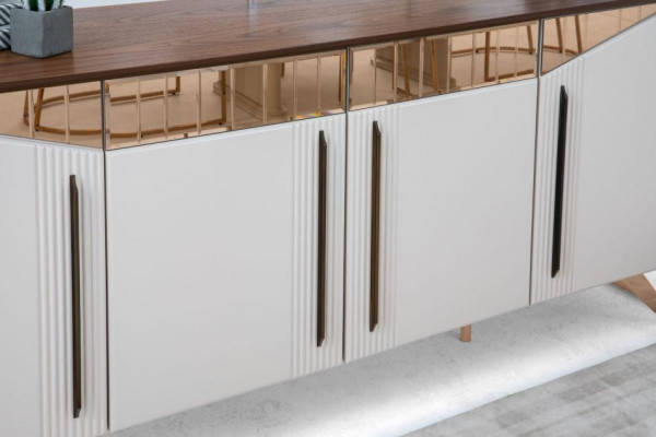 Sideboard Anrichte Kommode Schrank Beige Holz Holzschrank Esszimmer