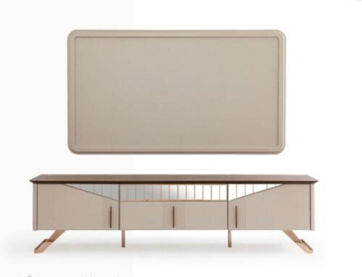 Wohnzimmer TV Ständer Wandpanel RTV Lowboard Sideboard Holz Beige