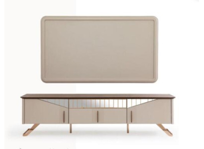 Wohnzimmer TV Ständer Wandpanel RTV Lowboard Sideboard Holz Beige