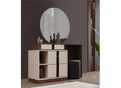 Schminktisch Kosmetiktisch Frisiertisch Frisierkommode Beige Spiegel