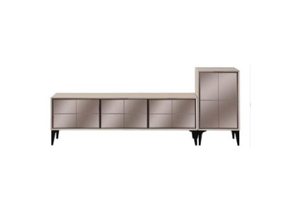Sideboard TV Ständer RTV Lowboard Weiß Holz Tisch Möbel Wohnzimmer