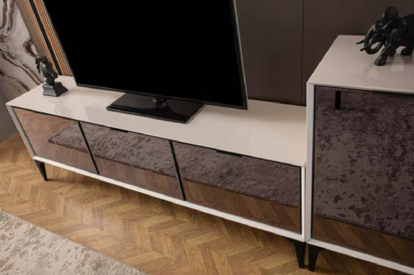Sideboard TV Ständer RTV Lowboard Weiß Holz Tisch Möbel Wohnzimmer