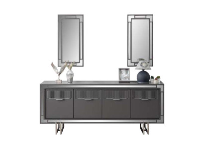Holzschrank Anrichte Sideboard Grau Schrank Kommode Holz Esszimmer