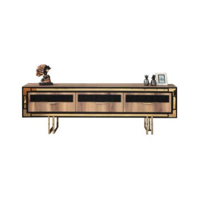 Wohnzimmer Sideboard TV Ständer RTV Lowboard Wohnwand Holz Braun Möbel