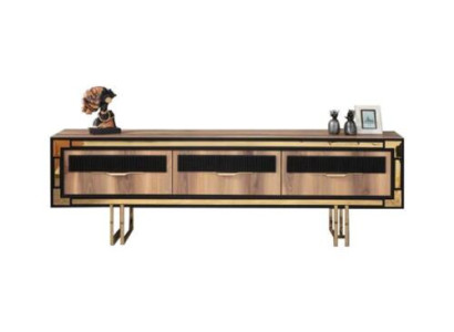 Wohnzimmer Sideboard TV Ständer RTV Lowboard Wohnwand Holz Braun Möbel