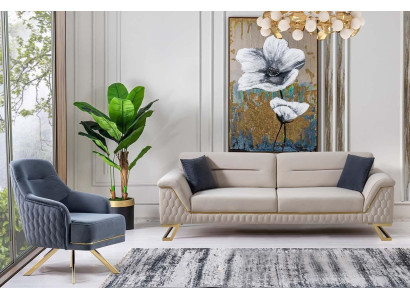 Wohnzimmer 3-Sitzer Designer Sessel Luxuriöse Polster Textil Garnitur