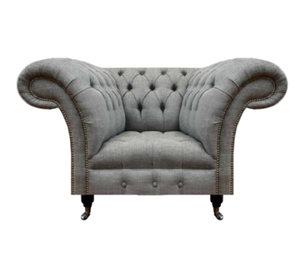 Luxus Sitz Textil Sessel Wohnzimmer Chesterfield Polstermöbel Grau