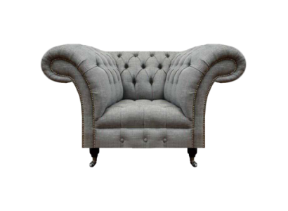Luxus Sitz Textil Sessel Wohnzimmer Chesterfield Polstermöbel Grau