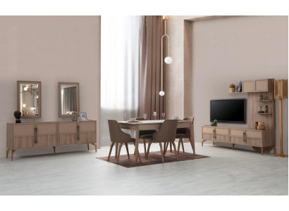 Modern Esszimmer Set aus Esstisch+4x Stühle+TV Lowboard+Anrichte 7tlg.