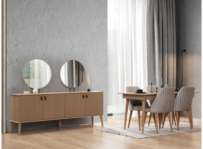 Modern Esszimmer Set Besteht aus Design Esstisch 4x Stühle Anrichte 6tlg.