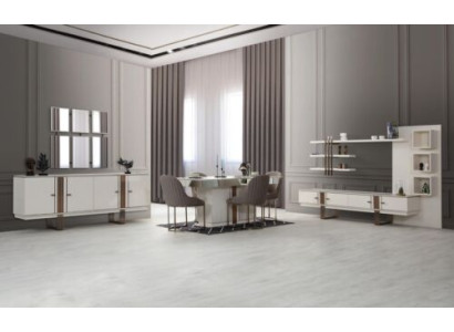 Neuheit Esszimmer Set Esstisch 4x Stühle Anrichte Sideboard 7tlg.