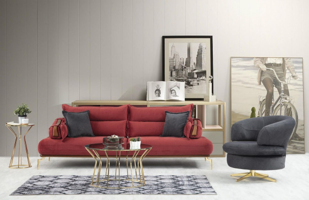 Perfekte Sofagarnitur 3+1 Sitzer Wohnzimmer Set Designer von 2tlg neu