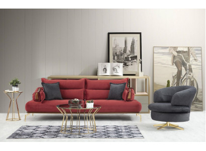 Perfekte Sofagarnitur 3+1 Sitzer Wohnzimmer Set Designer von 2tlg neu