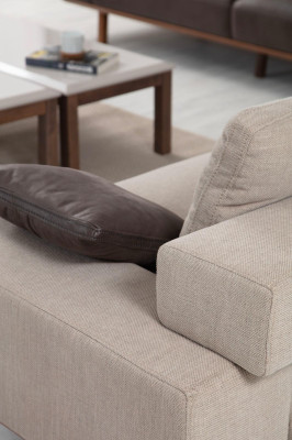 Braun-Beige Wohnzimmer Sitzgarnitur Designer 3-Sitzer Sessel Couchtisch