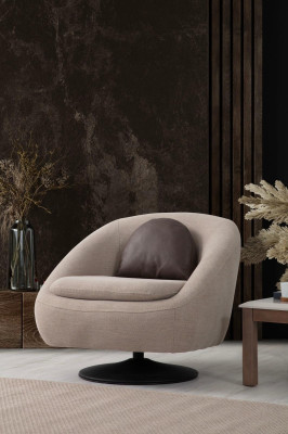 Braun-Beige Wohnzimmer Sitzgarnitur Designer 3-Sitzer Sessel Couchtisch