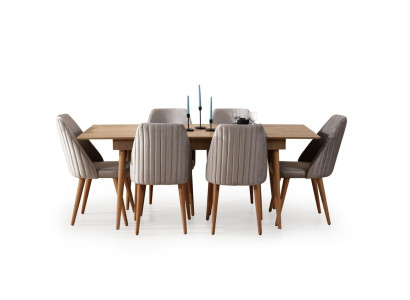 Luxus Esstisch Essgruppe Esszimmer Garnitur 6x Stühle Holz Set 7tlg