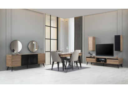 Perfekte Esszimmer Set aus Esstisch+4x Stühle+Anrichte+TV Lowboard 7tlg