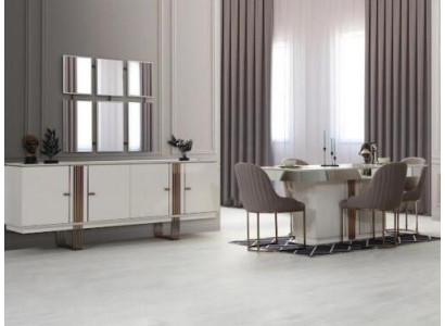 Esszimmer 6tlg. Set Esstisch Anrichte 4x Stühle Modern Neuheit Design