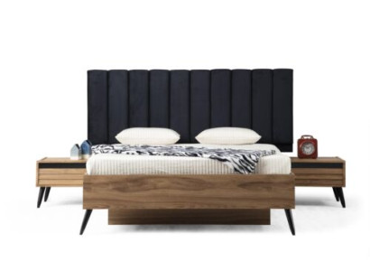 Modern Schlafzimmer Set Besteht aus Stilvoll Bett und 2x Nachttische 3tlg.