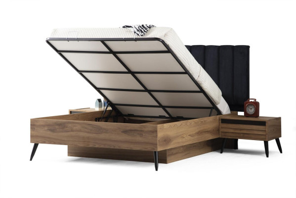 Modern Schlafzimmer Set Besteht aus Stilvoll Bett und 2x Nachttische 3tlg.