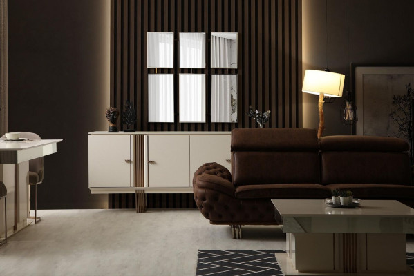 Esszimmer 6tlg. Set Esstisch Anrichte 4x Stühle Modern Neuheit Design