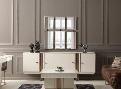 Anrichte Sideboard Luxus Designer Holz Regal Schrank Möbel Beige Kommode