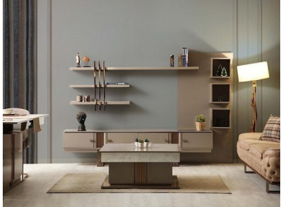 Design Sideboard Kommode Anrichte Spiegel Holz Beige Möbel Neuheit