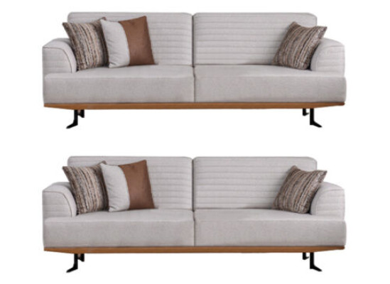 Luxuriöses Set Grauer Dreisitzer-Sofas für Wohnzimmer Modernes Design