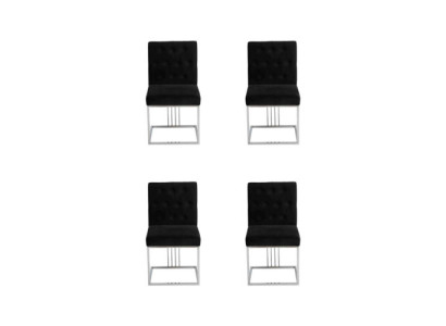 Schwarzer 4x Stühle Lehnstuhl Designer Esszimmer Möbel Essstühle Edelstahlstuhl