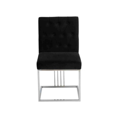 Schwarzer Lehnstuhl Designer Esszimmer Möbel Essstühle Edelstahlstuhl