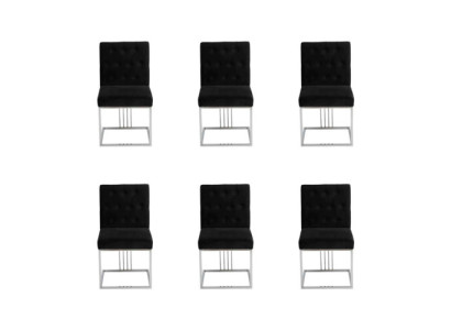Schwarzer Esszimmer 6x Stühle Lehnstuhl Designer Möbel Essstühle Edelstahlstuhl