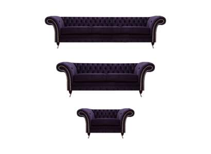 Polstermöbel Wohnzimmer Set 3tlg Chesterfield Textilsofas Sessel Einrichtung