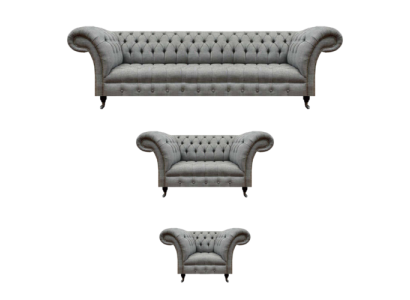 Wohnzimmer Grau Set 3tlg Luxus Sofas Sofagarnitur Sessel Chesterfield