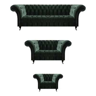Sofagarnitur 3tlg Polstermöbel Dreisitzer mit Zweisitzer Sofas Chesterfield