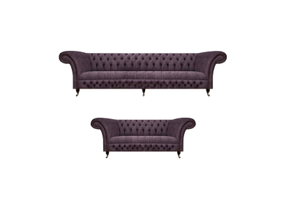Wohnzimmer Luxus Lila Sofa Dreisitzer Design Sessel Sofagarnitur Chesterfield