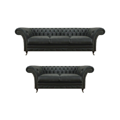 Modern Schwarz Chesterfield Wohnzimmer Dreisitzer mit Zweisitzer Sofas