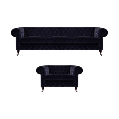 Wohnzimmer Set 2tlg Sofagarnitur Dreisitzer Sofa Sessel Einrichtung Chesterfield