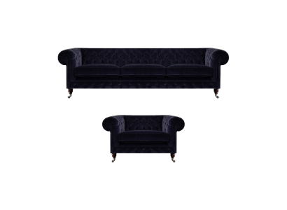 Wohnzimmer Set 2tlg Sofagarnitur Dreisitzer Sofa Sessel Einrichtung Chesterfield