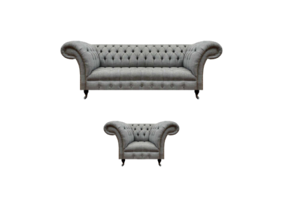 Grau Dreisitzer Couch Sofa Wohnzimmer Sessel Sitz Chesterfield Polstermöbel