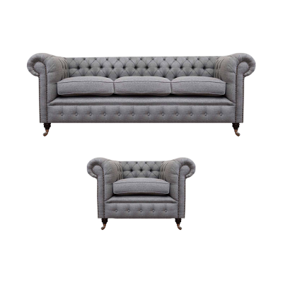Sofagarnitur Couch Polster Chesterfield Design Sofa Dreisitzer Set Sessel