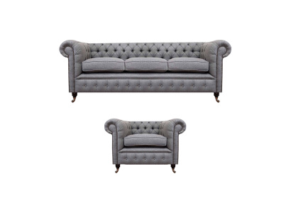 Sofagarnitur Couch Polster Chesterfield Design Sofa Dreisitzer Set Sessel
