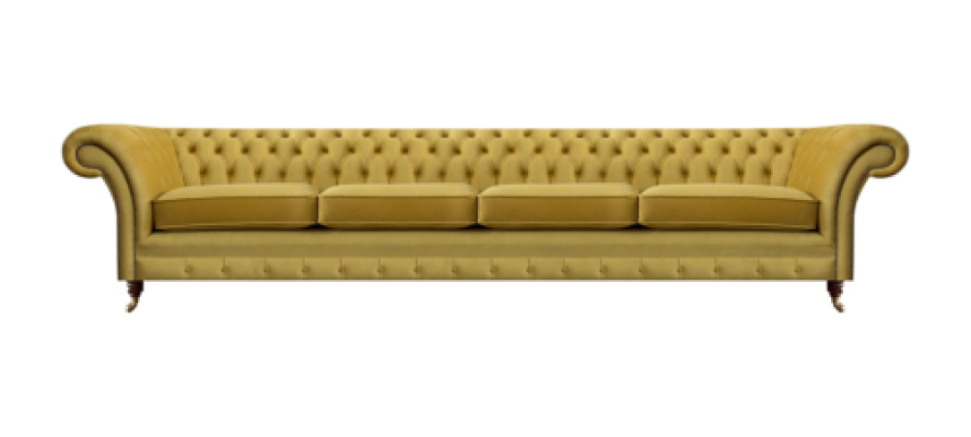 Viersitzer Sofa Couch Gelb Möbel Wohnzimmer Polstermöbel Chesterfield Neu